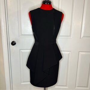 BCBGMaxAzria Black Nikki Zip Front Peplum Mini Dress 4 Stretchy Ponte
